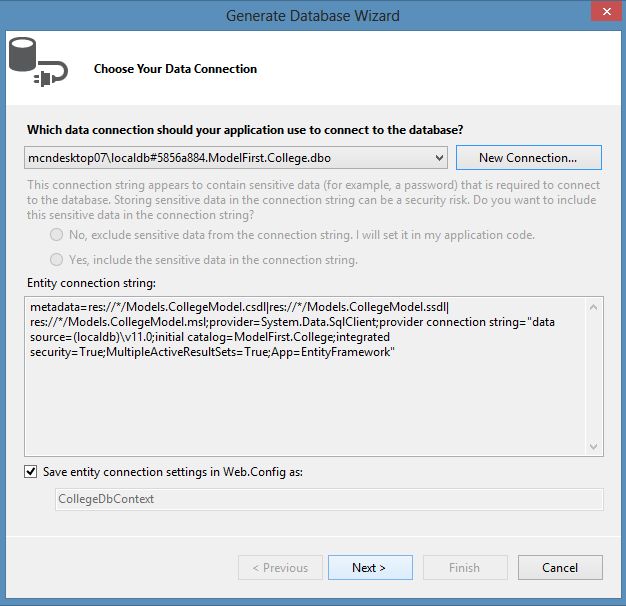 Generate Database Wizard